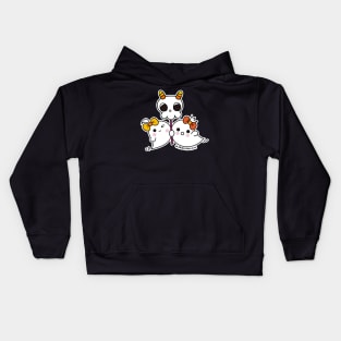 two ghosts cute spooky, cute skull ghost illustration Kids Hoodie